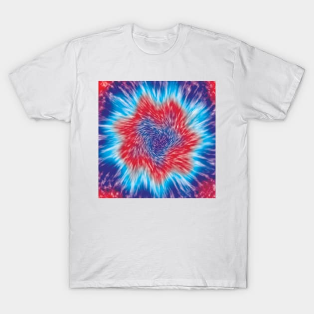 Blue, red and white circular tie dye effect T-Shirt by SamridhiVerma18